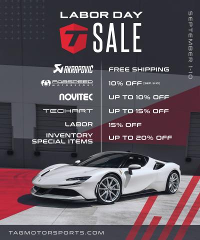 TAG MOTORSPORTS 2021 LABOR DAY SALE!! 